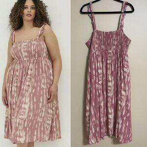 Torrid Midi Challis Smocked‎ Tiered Dress size 3X